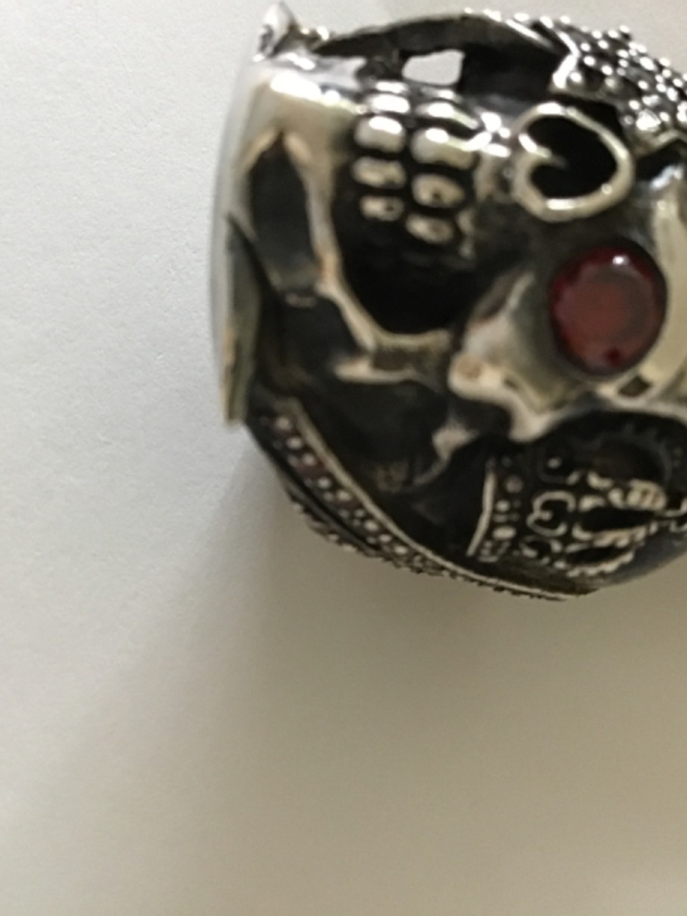Pirate GARNET mans ring .925 - Picture 5 of 10